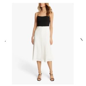 NWT black and white REISS Isabella color block cami midi dress